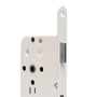 INTRA-TEC Korridor-Einsteckschloss - f�r Wohnungst�ren & Holzt�ren, Dorn 55 mm, Entfernung 72 mm, DIN Links/Rechts, wei� lackierter Stulp 20x235 mm, PZ gelocht