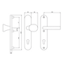 Wechsel-Sicherheitsgarnitur - oval - F1 silber eloxiert - Entfernung 72 mm - T�rst�rke bis 40 mm - Aluminium