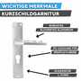 T�rdr�cker-Kurzschildgarnitur 55 mm Profilzylinder - Aluminium eloxiert - f�r Kastenschl�sser - Silber