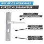 T�rdr�cker-Kurzschildgarnitur 55 mm Buntbart - Aluminium eloxiert - f�r Kastenschl�sser - Silber