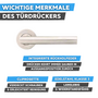 T-Form T�rdr�cker WC - Edelstahl Klasse 3 - R�ckholfeder - Rosetten  53 mm - f�r T�rst�rke 38-42 mm