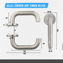 U-Form T�rdr�cker WC - Edelstahl Klasse 3 - R�ckholfeder - Cliprosetten  53 mm - f�r T�rst�rke 38-42 mm