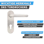 Feuerschutz-Garnitur U-Form PZ 72 mm Dr�cker/Dr�cker - Edelstahl - Schild 170x43x8 mm - T�rst�rke bis 58 mm