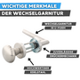Feuerschutz Wechselgarnitur - U-Form - Edelstahl - Knauf au�en / Dr�cker innen - Profilzylinder - Rosetten 53x10 / 53x8 mm - f�r T�rst�rken bis 58 mm