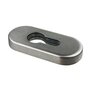 Schieberosette Profilzylinder (PZ) - Edelstahl matt geb�rstet - Materialst�rke ca. 6,5 mm - 74 x 33,4 mm - oval