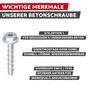 Betonschraube mit Sechskantkopf -  6 x 43 mm - SW13 / TX30 - ETA Option 1 - verzinkt - Klemmst�rke 8 mm - 100 Stk.
