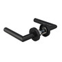 T�rdr�cker-Garnitur PIANO - T-Form - Buntbart (BB) - R�ckholfeder (RG) - Edelstahl schwarz matt - Schraubrosette  53 mm - Vierkant 8 mm - f�r T�rst�rke 40-45 mm