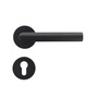 T�rdr�cker-Garnitur PIANO - T-Form - Profilzylinder (PZ) - R�ckholfeder - Edelstahl schwarz matt - Schraubrosette  53 mm - Vierkant 8 mm - f�r T�rst�rke 40-45 mm