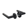 T�rdr�cker-Garnitur PIANO - T-Form - Profilzylinder (PZ) - R�ckholfeder - Edelstahl schwarz matt - Schraubrosette  53 mm - Vierkant 8 mm - f�r T�rst�rke 40-45 mm