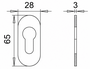 (Klebe)Schl�sselrosette PZ oval - Edelstahl matt - selbstklebend - 65 x 28 mm - 3 mm St�rke