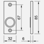 Dr�ckerschild rechteckig - Edelstahl massiv - 32 x 85 x 6 mm - Lochabstand 67 mm