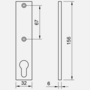 Dr�ckerschild Blind - Edelstahl V2A massiv - Entfernung 72 mm - Schraubenabstand 67 mm - 156 x 32 x 6 mm - kantig