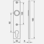 Dr�ckerschild Edelstahl V2A massiv - 32 x 180 x 6 mm - eckig - 92 mm Entfernung - Schraublochabstand 105 mm