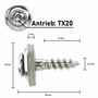 SCREW REBEL Spenglerschrauben Edelstahl A2 - TX20 - mit EPDM-Dichtscheibe  15 mm