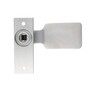 Rechteck-Knauf Alu F1 auf kantiger Rosette 10x30x86 mm, f�r Schlossk�sten mit 67 mm Befestigungsl�chern 