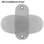 Edelstahl-Knauf oval fest mit Schild - V2A - links/rechts umstellbar - 67 mm Schraublochabstand