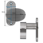 Edelstahl-Knauf oval fest mit Schild - V2A - links/rechts umstellbar - 67 mm Schraublochabstand