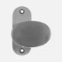 Edelstahl-Knauf oval fest mit Schild - V2A - links/rechts umstellbar - 67 mm Schraublochabstand