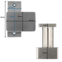 Edelstahl-Knauf fest mit Kurzschild - eckig - V2A - 32 x 85 x 6 mm - 67 mm Schraublochabstand