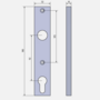 Dr�ckerschild eckig - Aluminium - 32 x 180 x 10 mm - 92 mm Entfernung - Schraubenabstand 105 mm