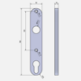Langschild rund - Aluminium F1 - 180x32x10 mm - 92 mm Entfernung - 105 mm Schraublochabstand - f�r Rohrrahmenschl�sser