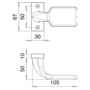 Knauf-Dr�cker auf kantiger Alu-Rosette - fest-drehbar - 8 mm Vierkant - 50 mm Lochabstand - Aluminium F1