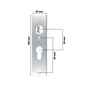Kurzschild f�r Kastenschl�sser, Entfernung 55 mm, Alu F1, 40x165x7 mm, Lochung f�r Profilzylinder und Dr�cker