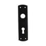 Kurzschild f�r Zimmert�r-Kastenschl�sser - 155 x 38 mm - Buntbart - 55 mm Entfernung - Hostalen Kunststoff - schwarz
