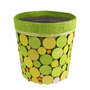 Topf rund Holzpl�ttchen Pflanztopf Dekotopf 17x16cm gr�n gelb orange Juterand 