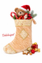 Stiefel Nikolausstiefel Weihnachtsstiefel Weihnachtsdeko Samt 30cm creme gold