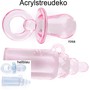 90 Streuteile Schnuller 3cm + Flasche 3,5cm Acryl Baby Taufe Geburt blau o. rosa