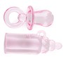 90 Streuteile Schnuller 3cm + Flasche 3,5cm Acryl Baby Taufe Geburt blau o. rosa