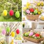4 bunte Stoff Ostereier 6 cm k�nstliche Eier mit Aufh�nger Dekoeier Ostern Set