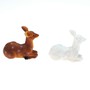 Rehkitz Reh Bambi liegend 6cm Polyresin Herbst Hirsch Figur wei glitzernd