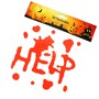 Fensterdeko Help Bloody Halloween selbstklebend Schrift ca 17x13cm Hilfe blutig 
