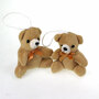 2 x Stoffb�r Pl�schbar 9cm mit Schleife und �se Teddyb�r Baby Geburt Taufe