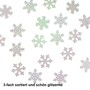 48 Schneeflocken 3,5cm Streuteile wei� irisierend 3-fach sortiert Holz Winter