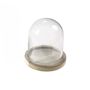 Glas Glocke klein ca. H13cm 12cm Glockenglas Glasglocke Holz Sockel Glashaube