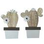 2 Kakteen aus Holz ca. 16 x 12 cm natur wei� Holzkaktus Kaktus Holzkakteen