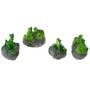 4er Set Fr�sche auf Stein gr�n 4,3cm Polyresin Frosch Figur Laubfrosch Deko 