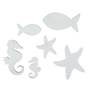 60 Seepferdchen Fische Seesterne Maritim Meer Streudeko Mix wei� Holz 6fach sort.