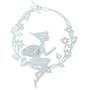 H�nger Elfe Fee sitzend im Kranz Metall ca.24x20cm weiss oder rost Fenster Deko