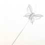 24 Stecker Schmetterlinge wei� Glitzer 4,5cm  20cm Stiel Deko Butterfly Pick Stab