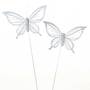 18 Schmetterlinge Stecker wei� Glitzer 9cm Stiel 20cm Deko Butterfly Pick Stab