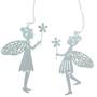 Set 2 H�nger Elfe Fee Blume ca11,5x8cm Metall wei� Fensterdeko Elfenh�nger Feenh�nger