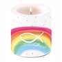 Kerze Regenbogen Fisch bunt 87x75mm Rainbow Taufe Geburt Kommunion Kerzen Tischkerze