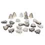 24 Holz Tannenb�ume ca3x2,5cm natur wei� grau shabby mix Baum Winter Advent Deko