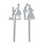 2 Tortenstecker Brautpaar Holz Hochzeitspaar Tortenfigur wei� ca. 8x5cm Cake Topper 