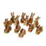 12 mini Hasen braun H2,2-3cm im Set Polyresin Osterhase Krippe Streudeko Ostern 