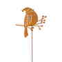 Blumenstecker Vogel m M�tze Metall L31cm Pflanzenstecker Garten Deko rost